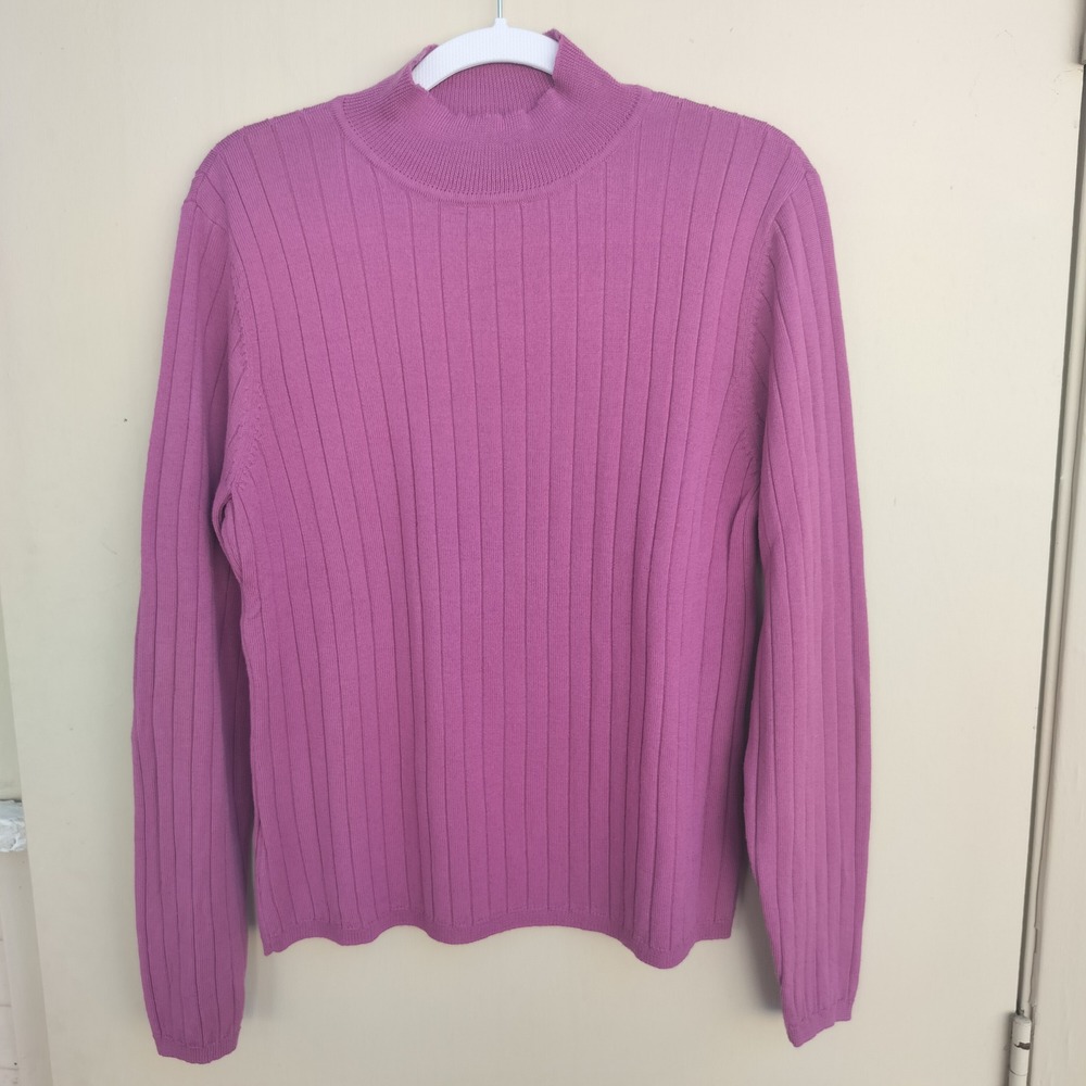 Charter‎ Club 100% Merino Wool Mock Neck Sweater Mauve Pink Size Medium
